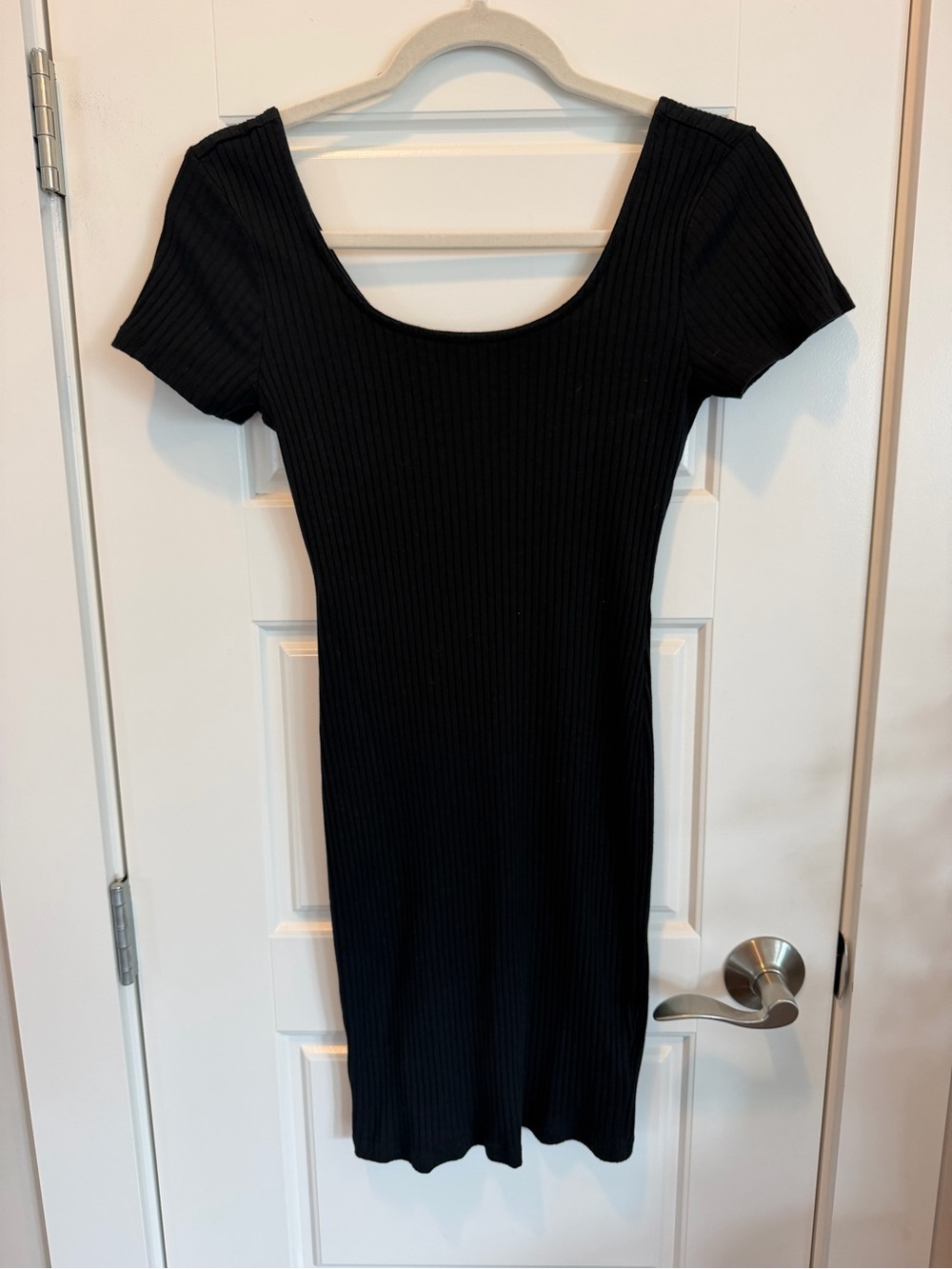 wild fable Black Ribbed Scoop Mini Dress